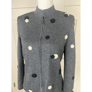 J.S.S. Gray Santana Knit Sweater With Crocheted Appliqué Women's Size S Classic